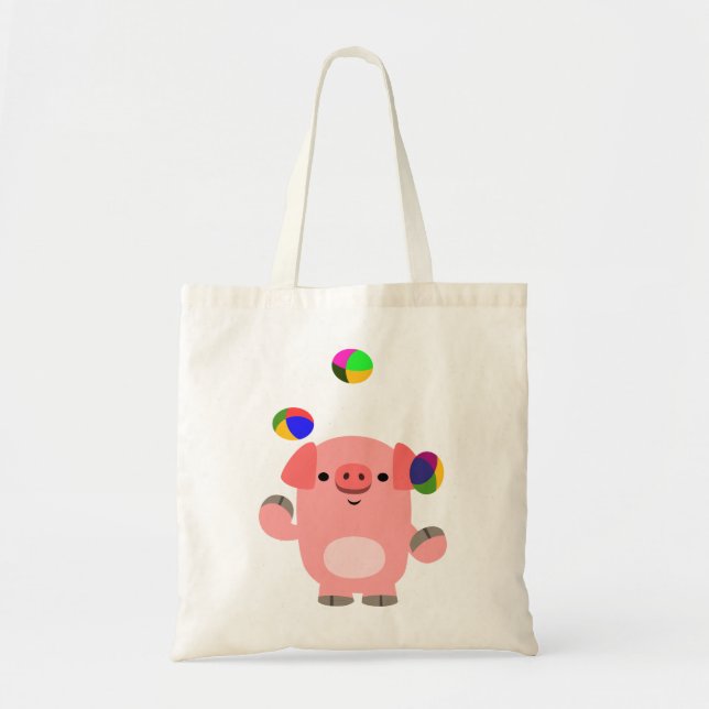 Cute Juggling Cartoon Pig Bag (Front)