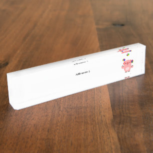 Cute Juggling Cartoon Pig Desk Nameplate