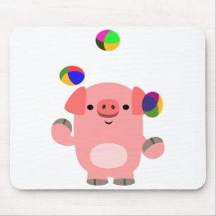 Cute Juggling Cartoon Pig Mousepad