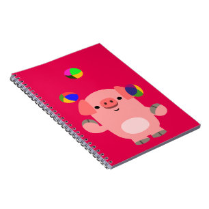 Cute Juggling Cartoon Pig Notebook
