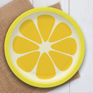Cute Juicy Citrus Lemon Tropical Fruit Slice Paper Plate