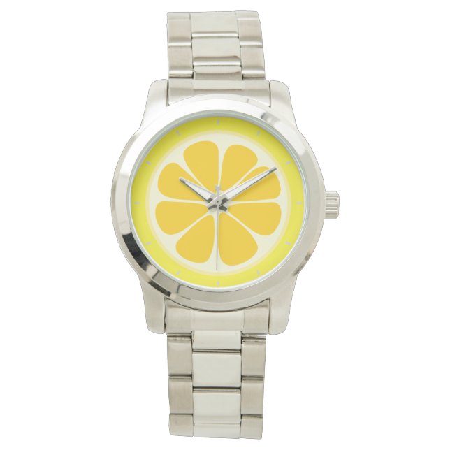 Cute Juicy Citrus Lemon Tropical Fruit Slice Watch (Front)