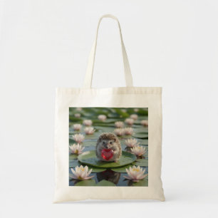 Cute July Hedgehog with Ruby Heart Tote Bag