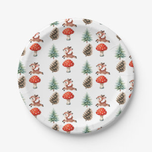 Cute Jumping Baby Reindeer Christmas Pattern Party Paper Plate