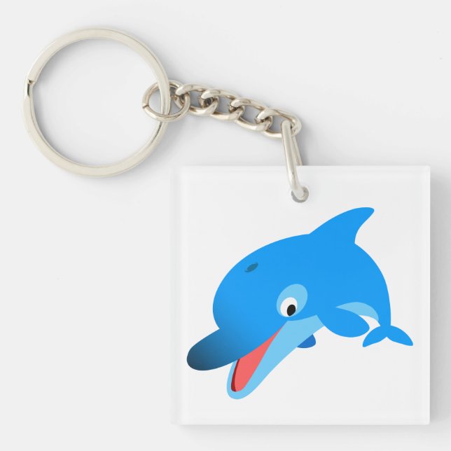 Cute Jumping Cartoon Dolphin Keychain (Front)