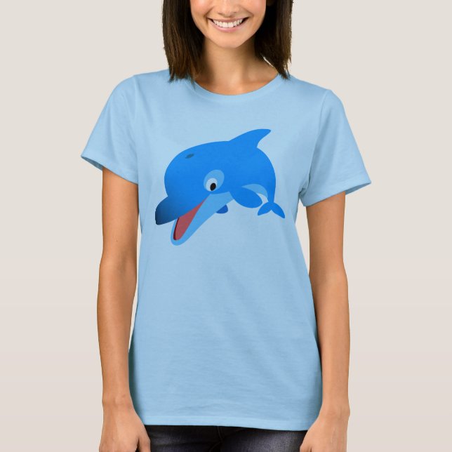Cute Jumping Cartoon Dolphin Women T-Shirt (Front)