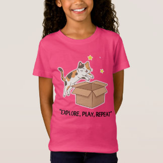 Cute Jumping Cat Girls T-Shirt