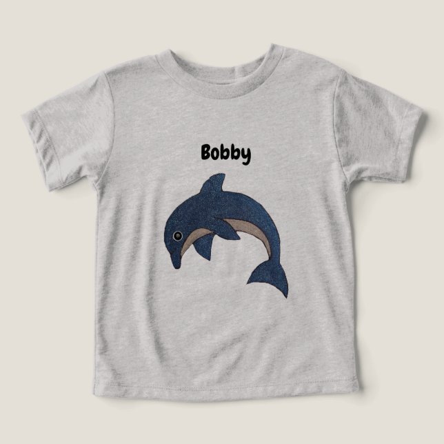 Cute Jumping Dark Blue White Dolphin (Design Front)