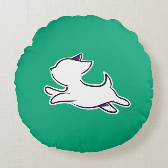 Cute Jumping Dog – Kids Round Cushion (Front)