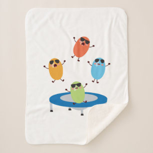 Cute Jumping Jelly Candy Beans Wearing Sunglasses Sherpa Blanket