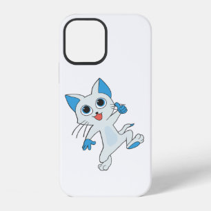 CUTE JUMPING LIGHT CYAN KITTEN WITH BLUE EYES,EARS iPhone 12 CASE