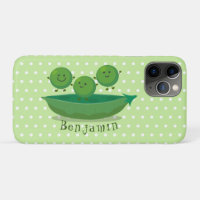 Cute jumping peas in pod cartoon illustration