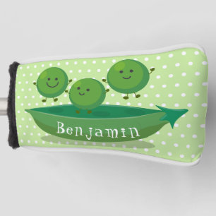 Cute jumping peas in pod cartoon illustration golf head cover