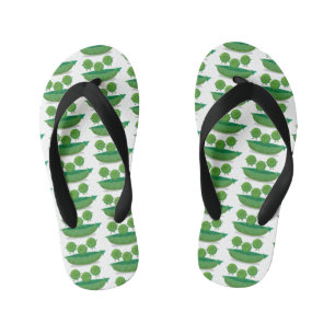 Cute jumping peas in pod cartoon illustration kid's jandals