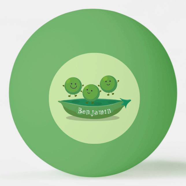 Cute jumping peas in pod cartoon illustration ping pong ball (Front)