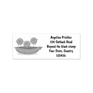 Cute jumping peas in pod cartoon illustration rubber stamp