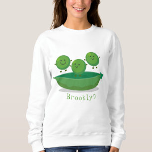 Cute jumping peas in pod cartoon illustration sweatshirt