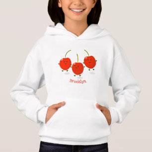 Cute jumping red cherries cartoon illustration
