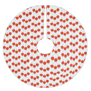 Cute jumping red cherries cartoon illustration brushed polyester tree skirt