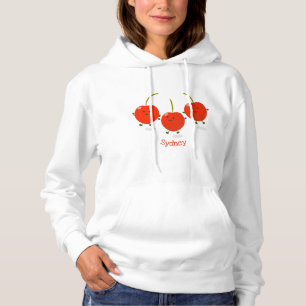 Cute jumping red cherries cartoon illustration hoodie
