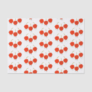 Cute jumping red cherries cartoon illustration tissue paper