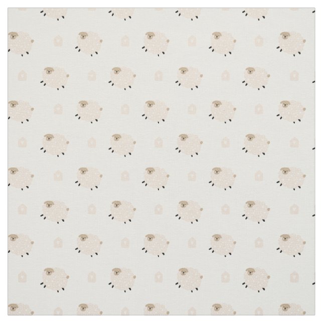Cute Jumping Sheep Fabric (Swatch)