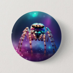 Cute Jumping Spider Vibrant Colours 6 Cm Round Badge