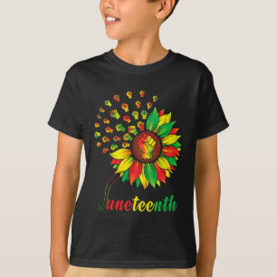 Cute Juneteenth Fist Sunflower Black African Ameri T-Shirt