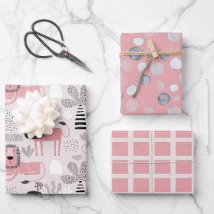 Cute Jungle Animal Lion  Wrapping Paper Sheet