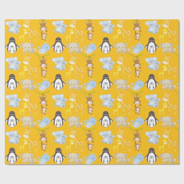 Cute Jungle Animal Wrapping Paper – Animals (Flat)