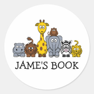 CUTE JUNGLE ANIMALS ADD YOUR TEXT CLASSIC ROUND STICKER
