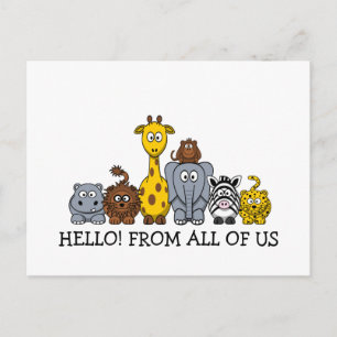 CUTE JUNGLE ANIMALS ADD YOUR TEXT POSTCARD
