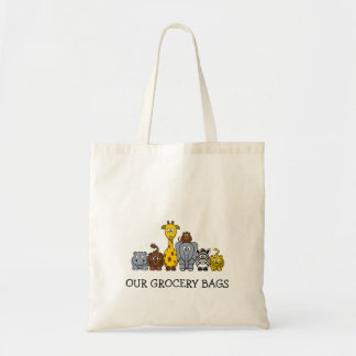 CUTE JUNGLE ANIMALS ADD YOUR TEXT TOTE BAG