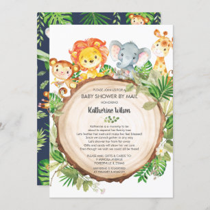 Cute Jungle Animals Baby Shower by Mail Safari Boy Invitation