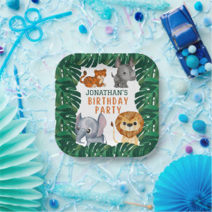 Cute Jungle Animals Birthday Party Paper Plate
