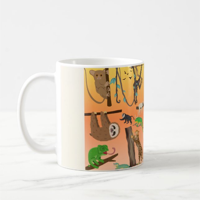 Cute Jungle Animals Coffee Mug | Sloth & Rainfores (Left)