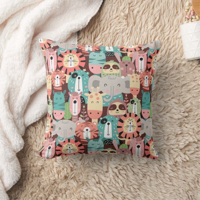 Cute Jungle Animals Cushion (Blanket)