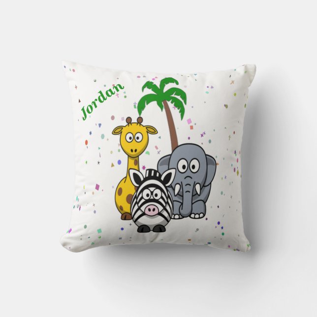 Cute Jungle Animals Cushion (Front)
