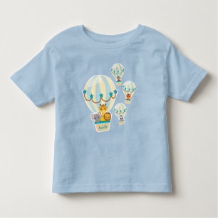 Cute Jungle Animals Flying in Hot Air Balloons Toddler T-Shirt