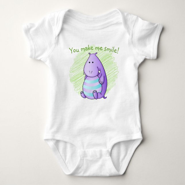 Cute Jungle Animals | Infant Hippo Baby Baby Bodysuit (Front)