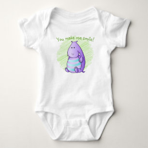 Cute Jungle Animals   Infant Hippo Baby Bodysuit