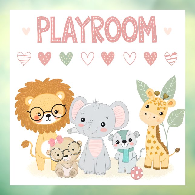 Cute Jungle Animals Kids Personalized Playroom  (Sheet 3)