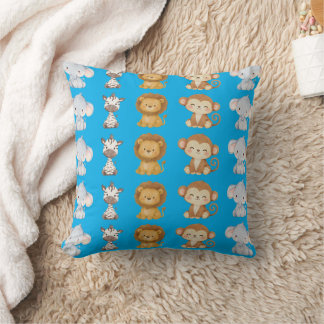 Cute Jungle Animals Nursery Throw Cushion