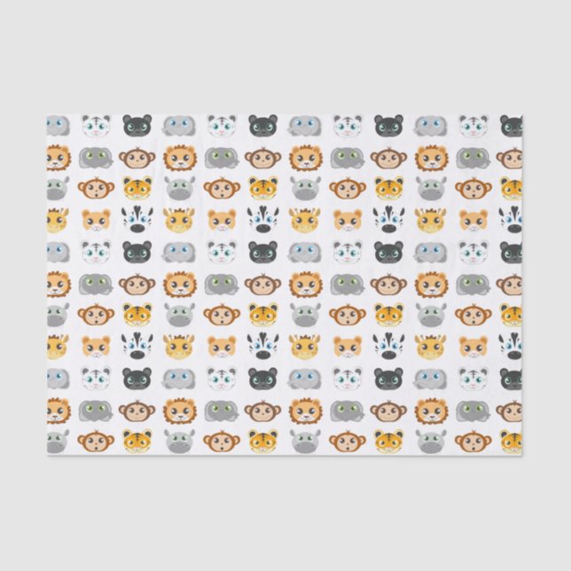 Cute Jungle Animals Pattern Tissue Paper (Front)