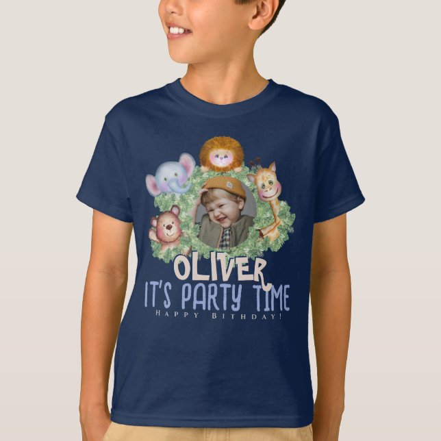 Cute jungle animals photo frame T-Shirt (Front)