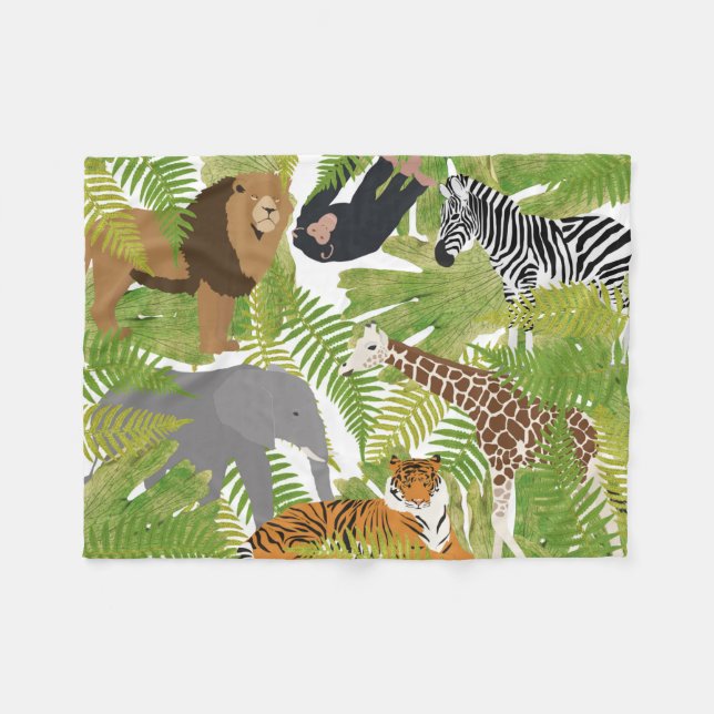 Cute Jungle Animals Safari Boy | Girl Fleece Blanket (Front (Horizontal))