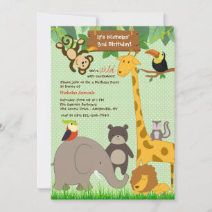 Cute Jungle Animanls Invitation