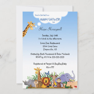 Cute Jungle Babies Shower or Birthday Invitation