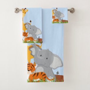 Cute Jungle Baby Animal Bath Towel Set