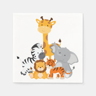 Cute Jungle Baby Animal Paper Napkins